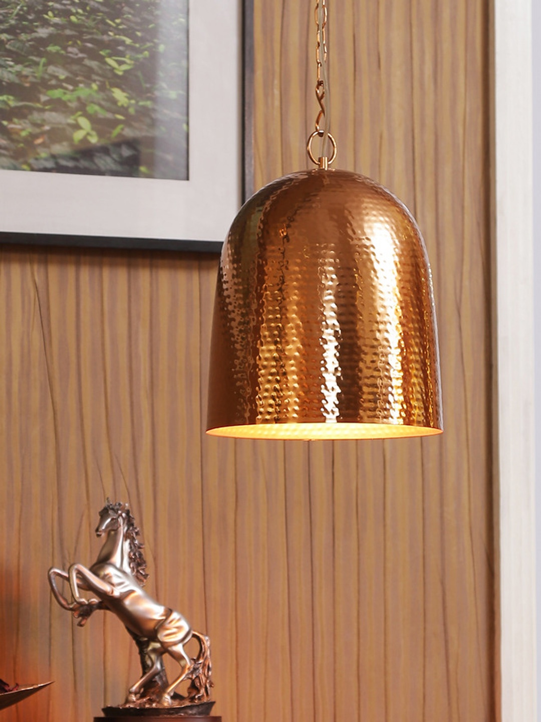 

THE LIGHT STORE Copper-Toned Textured Pendant Hanging Lamp