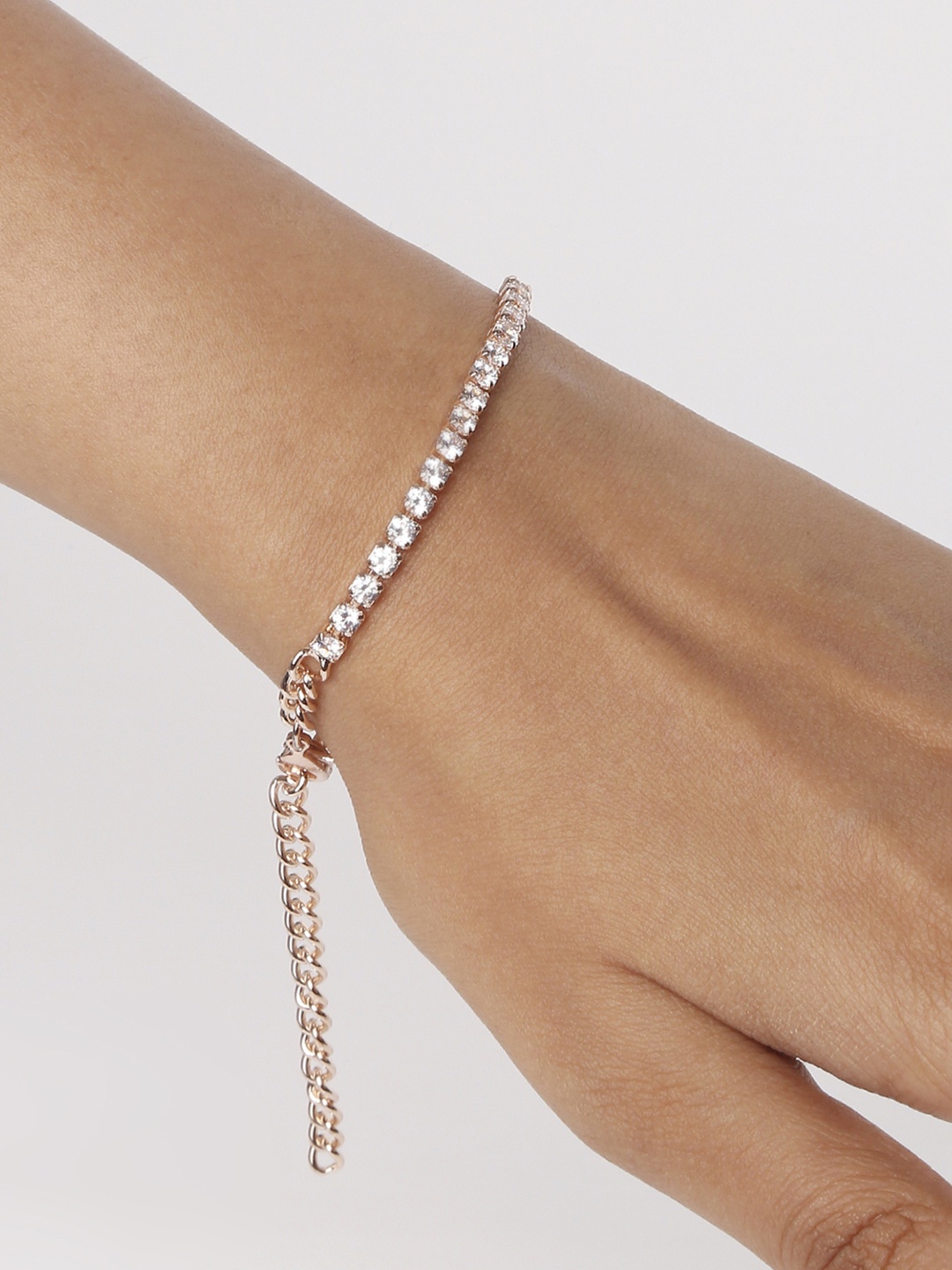 

Lilly & sparkle Women White Brass Cubic Zirconia Rose Gold-Plated Charm Bracelet