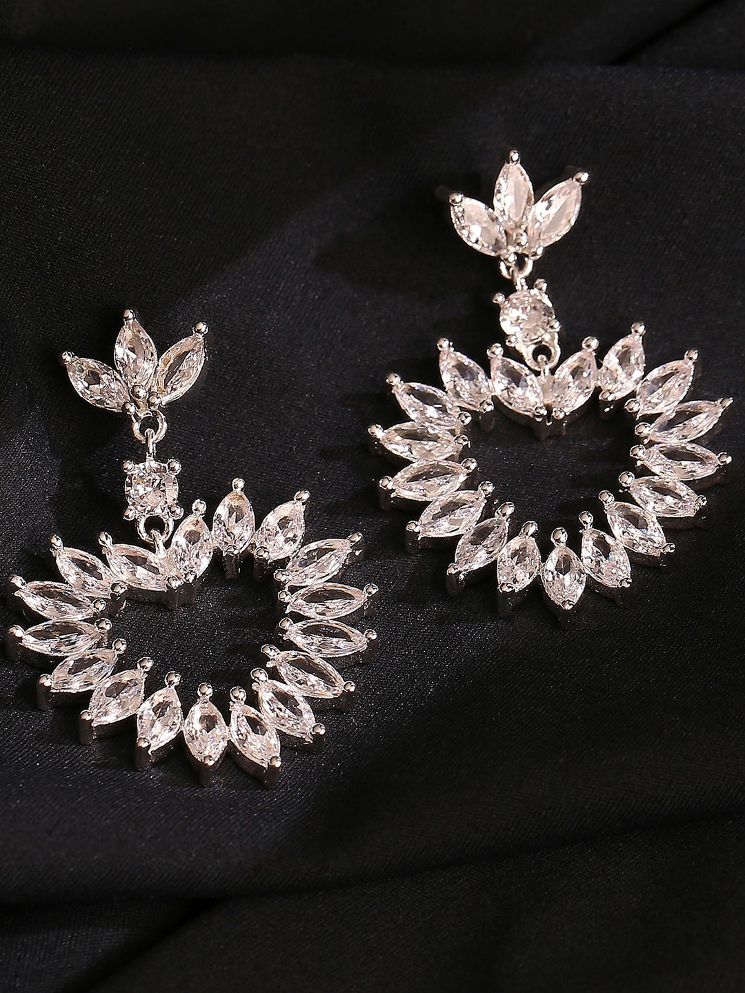 

Lilly & sparkle Silver-Toned Heart Shaped Drop Earrings