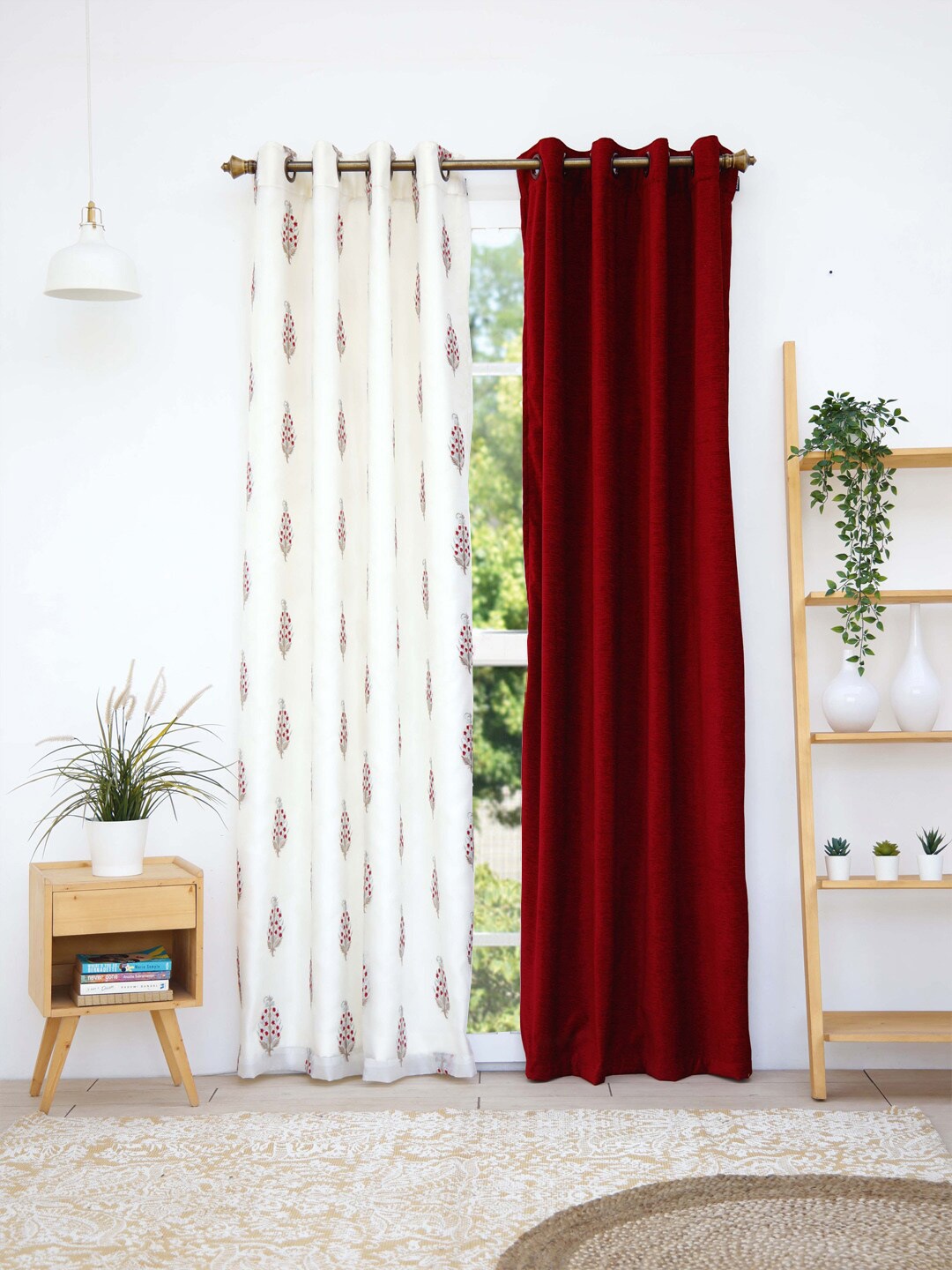 

Ariana Red & Cream-Coloured Set of 2 Ethnic Motifs Sheer Long Door Curtain