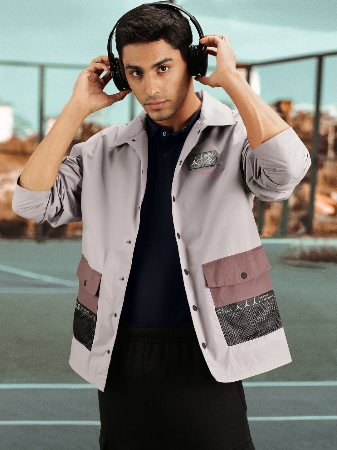 

Nike Men Grey Solid Paris Saint-Germain Sporty Jacket