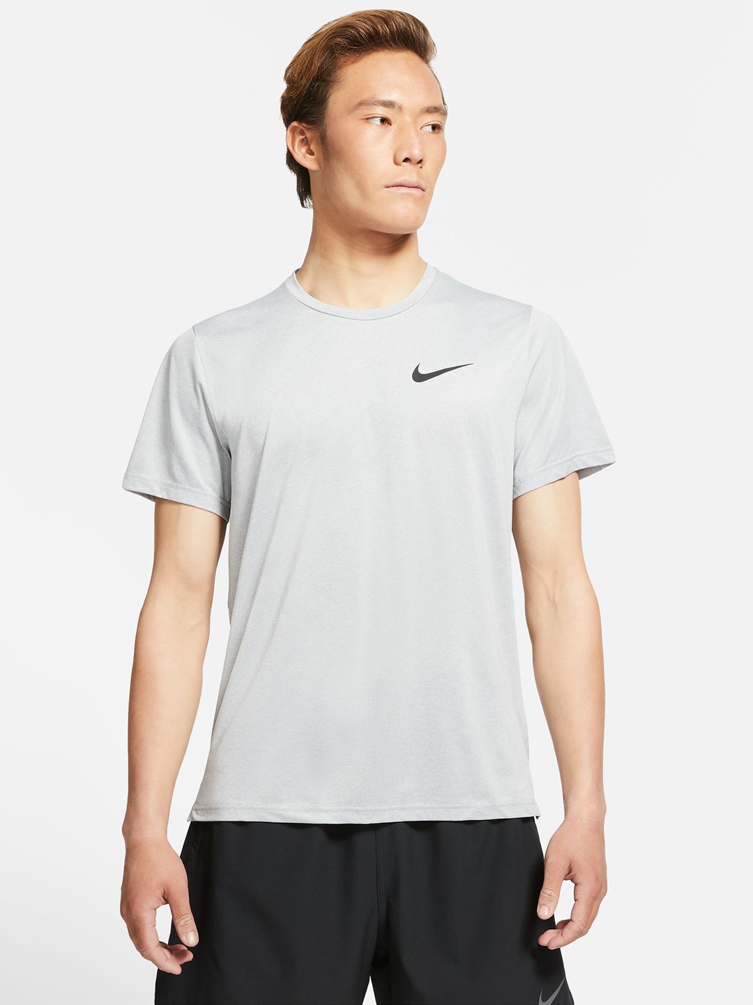 

Nike Men Grey Melange Solid Dri-FIT T-shirt