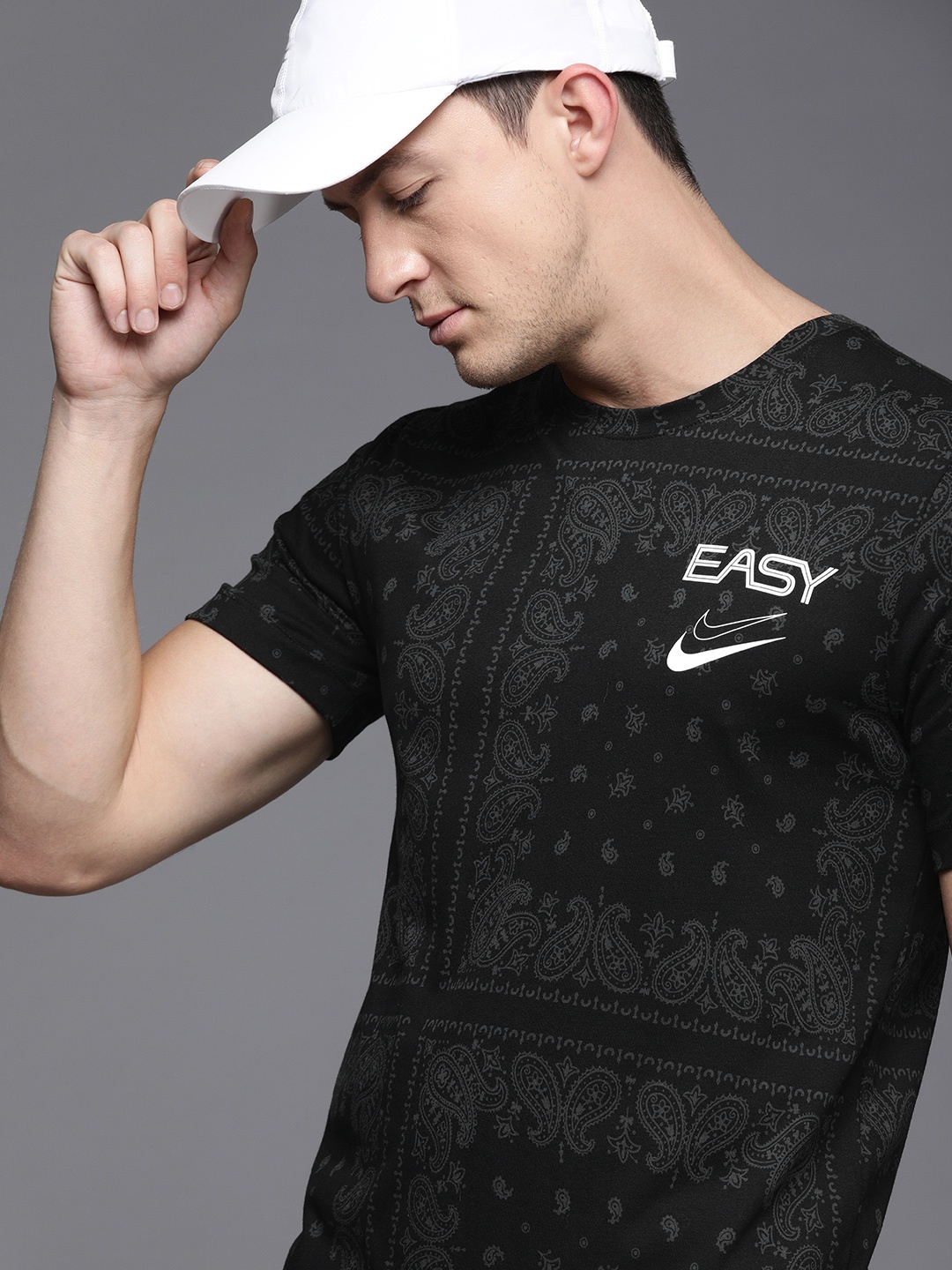 

Nike Men Black & Charcoal Grey Printed T-shirt