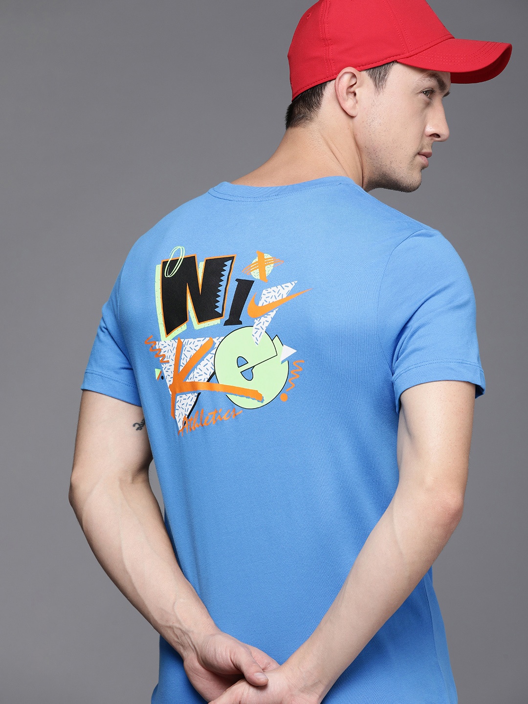 

Nike Men Blue Brand Logo Printed Dri-FIT T-shirt
