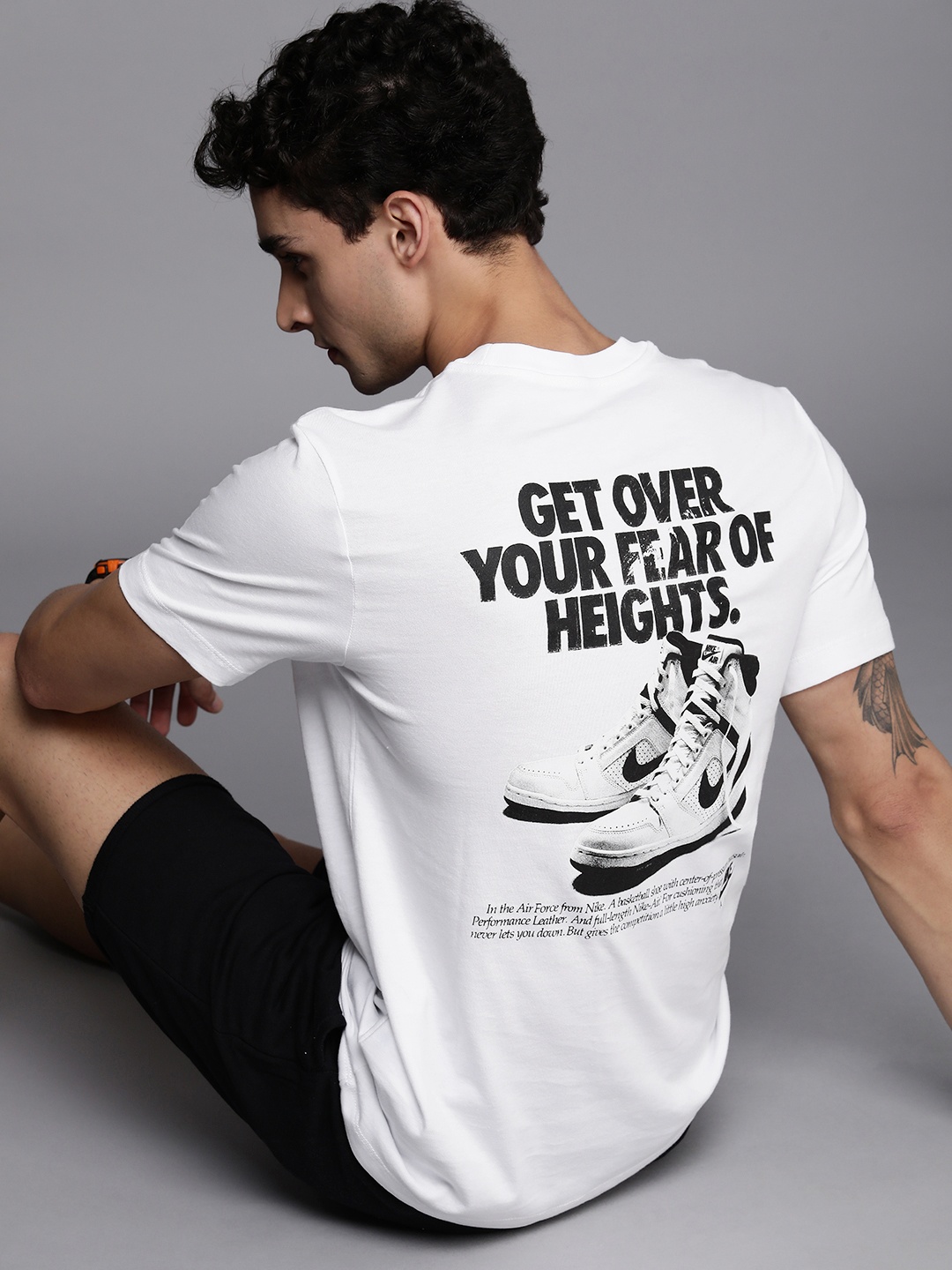 

Nike Men White & Black Typography Printed Pure Cotton T-shirt