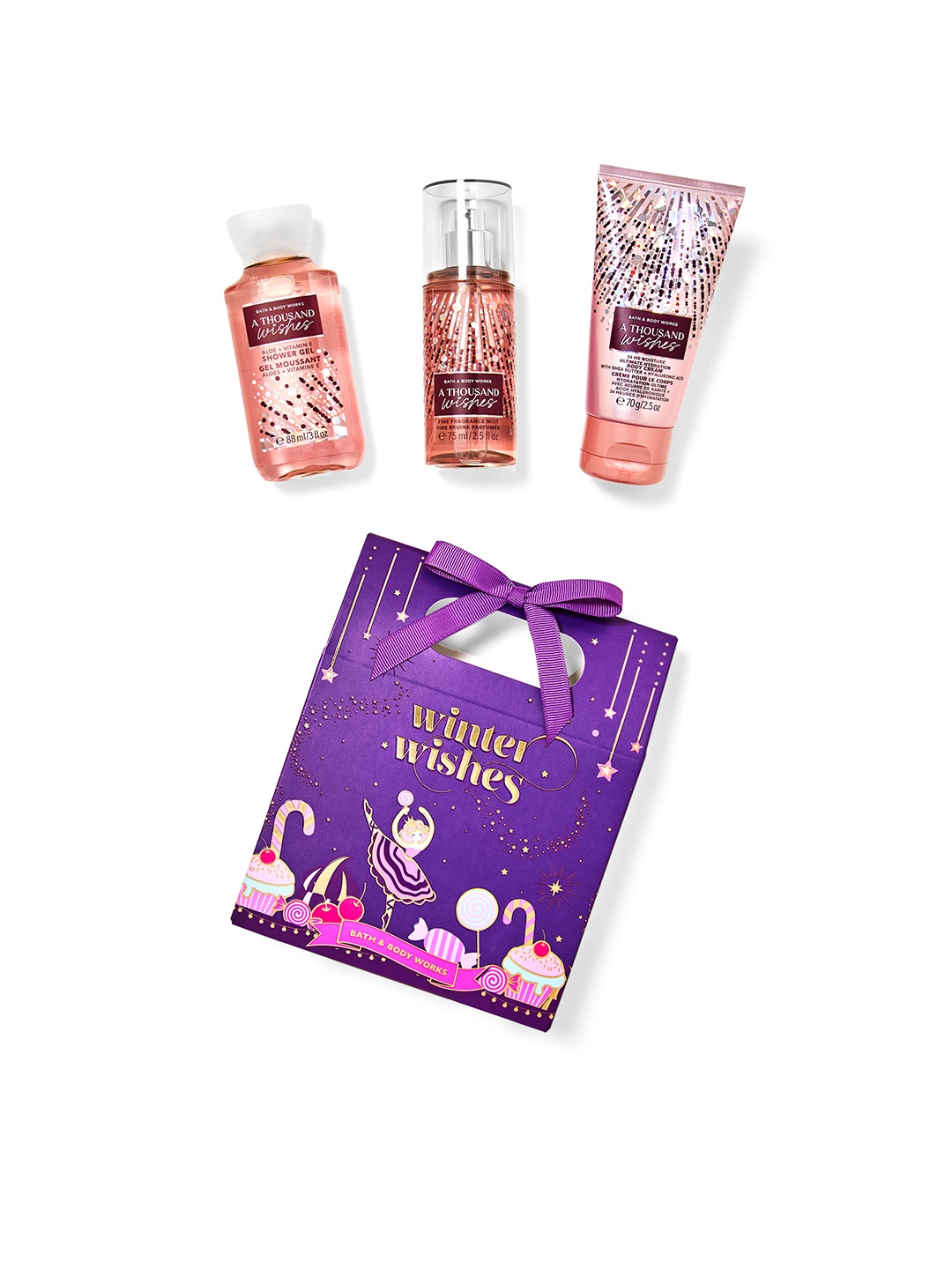 

Bath & Body Works A Thousand Wishes Mini Gift Box Set of 3, Red