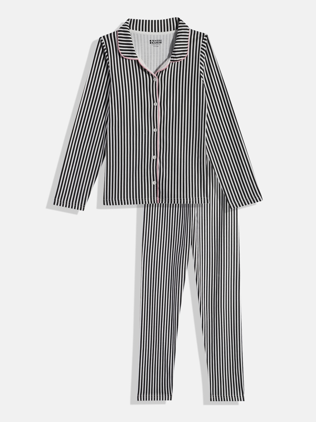 

HERE&NOW Girls Striped Night suit, White