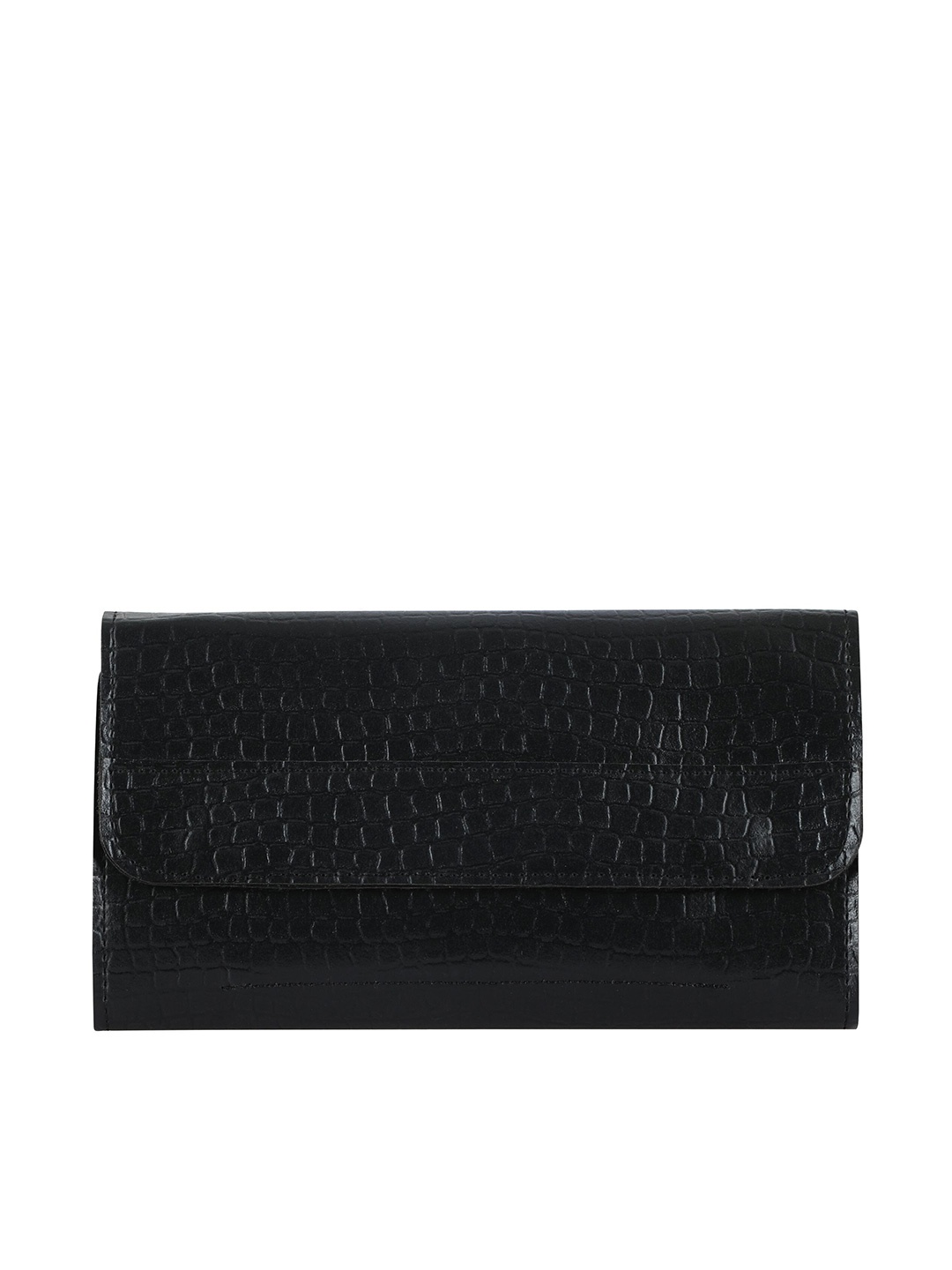 

Toteteca Women Black Textured PU Envelope Wallet