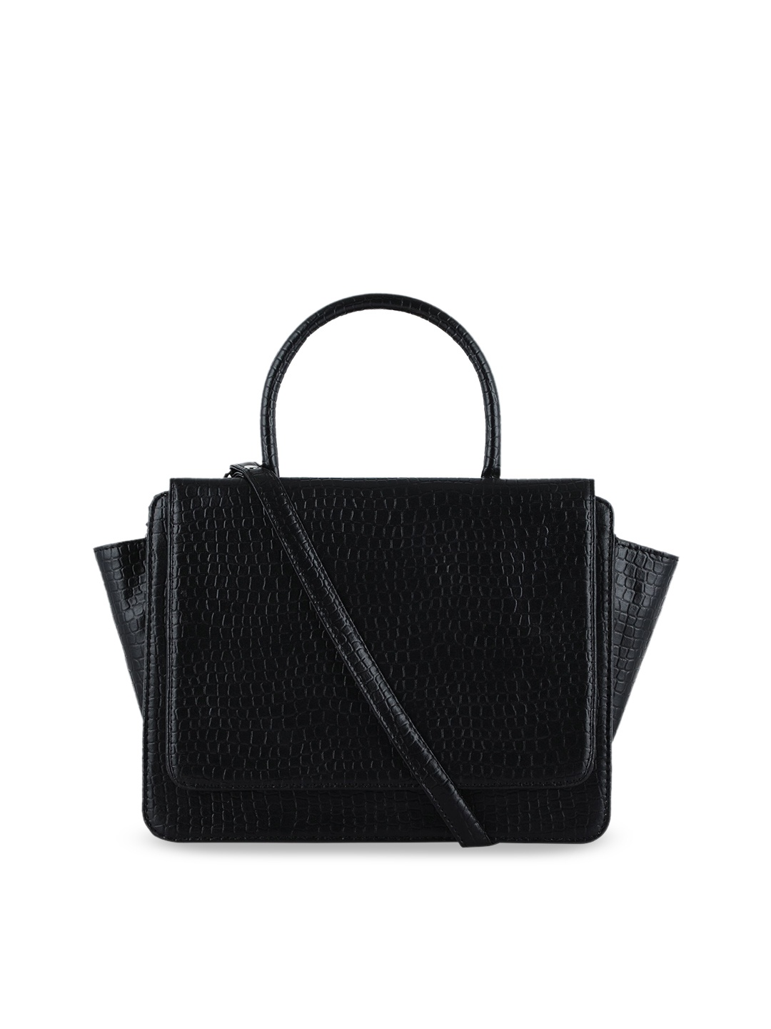 

Toteteca Black PU Oversized Swagger Handheld Bag with Fringed