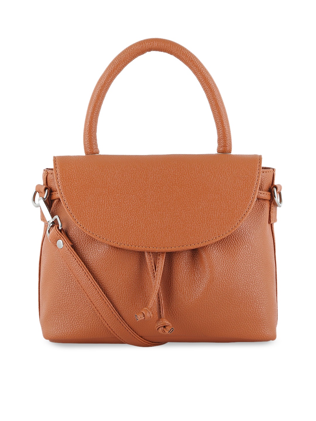 

Toteteca Orange Embellished Structured Handheld Bag