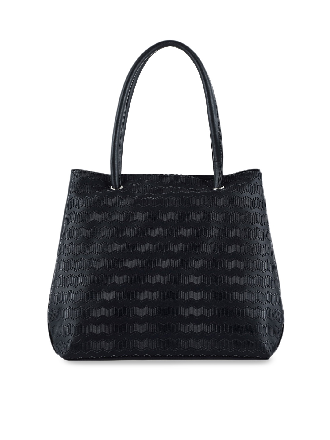 

Toteteca Black Textured PU Structured Everyday Shoulder Bag