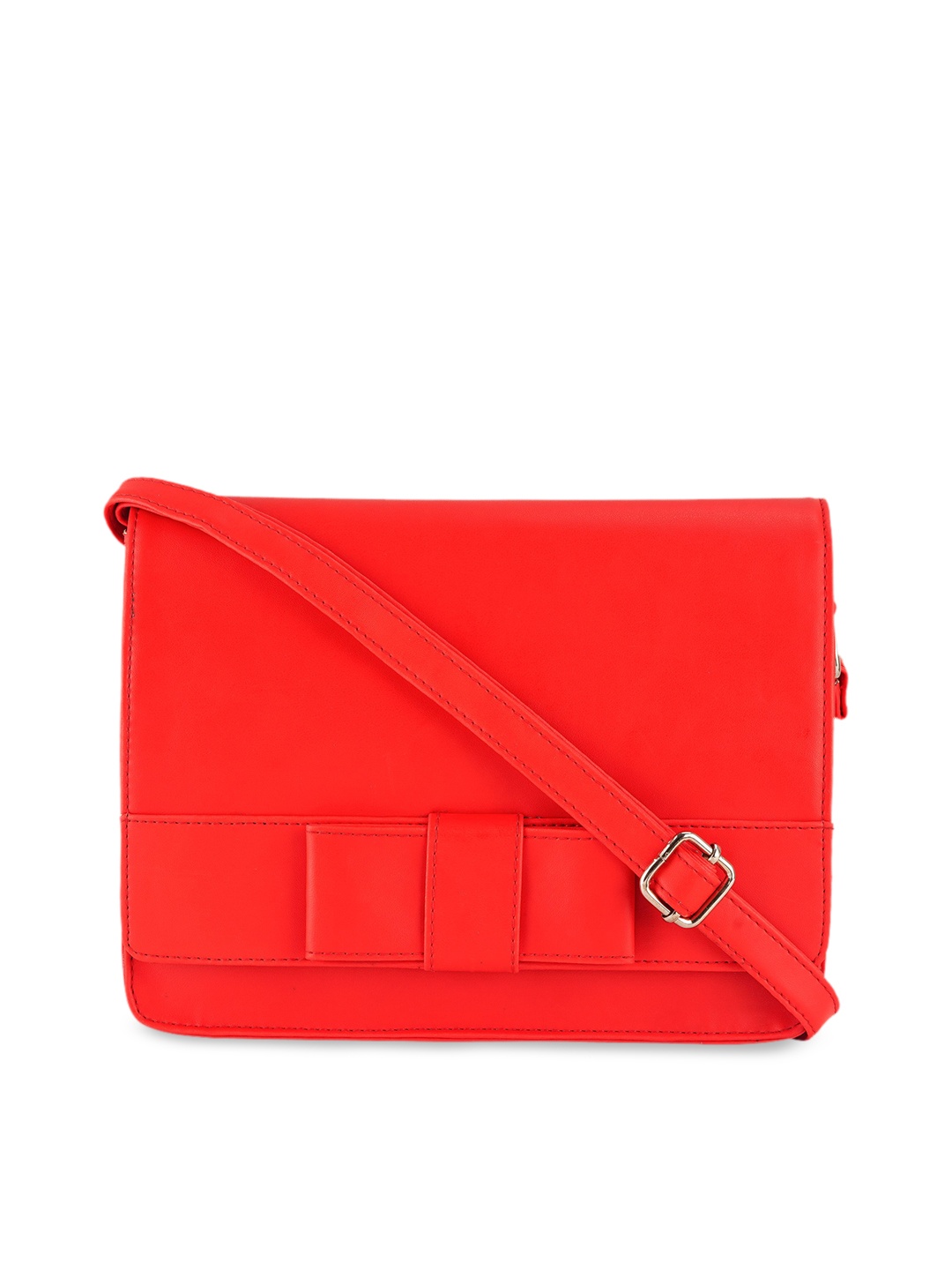 

Toteteca Red PU Structured Sling Bag with Bow Detail