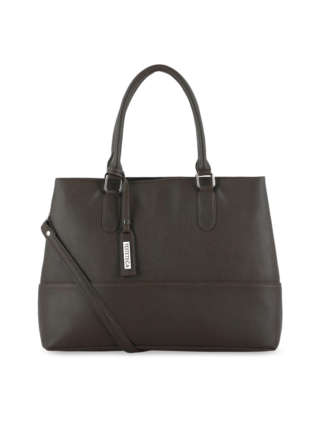 

Toteteca Brown PU Oversized Structured Shoulder Bag with Tasselled