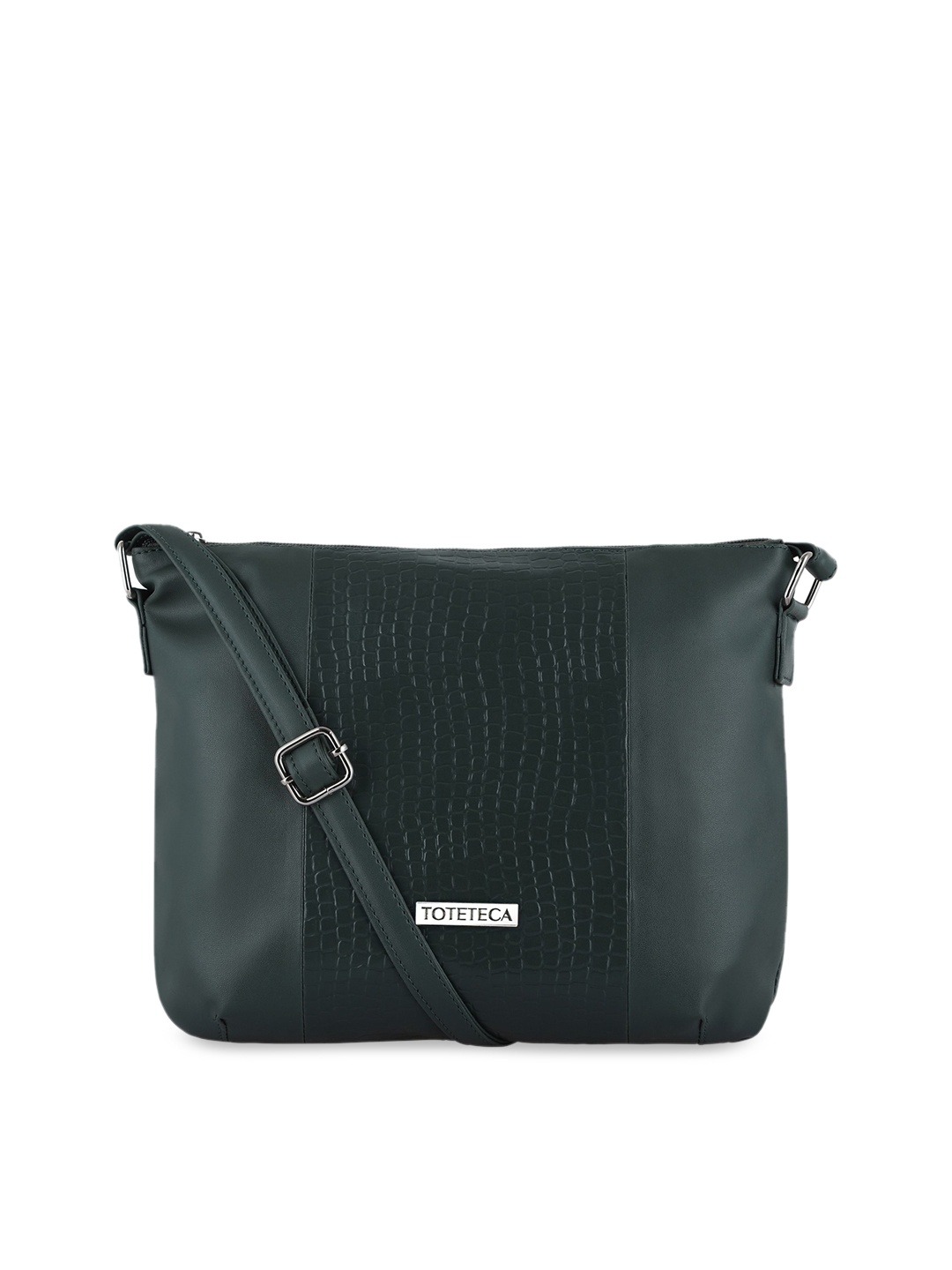 

Toteteca Green Textured PU Swagger Sling Bag with Cut Work