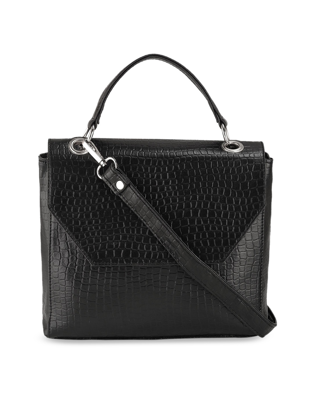 

Toteteca Black Textured PU Structured Satchel