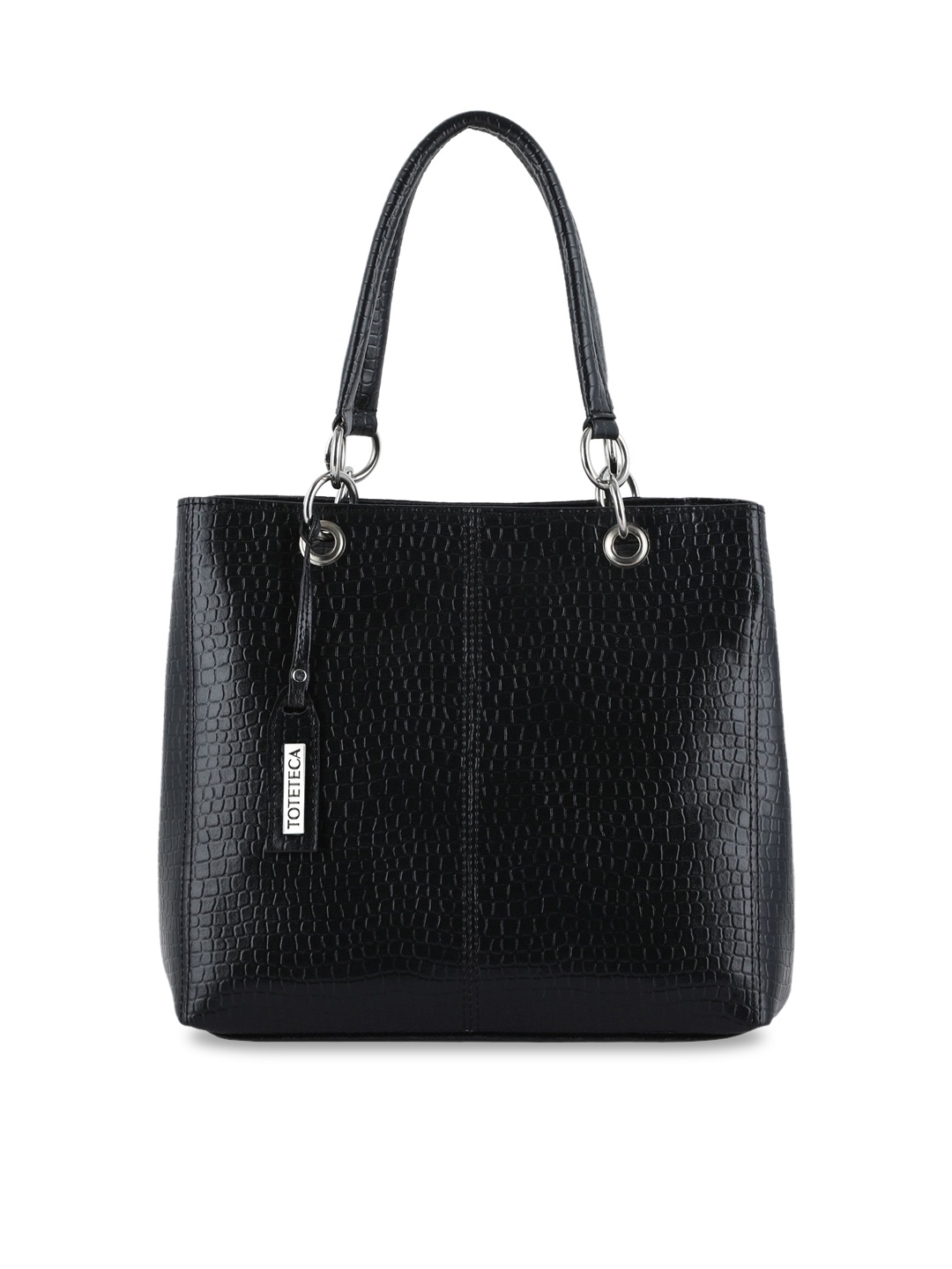 

Toteteca Black Animal Textured Structured Handheld Bag
