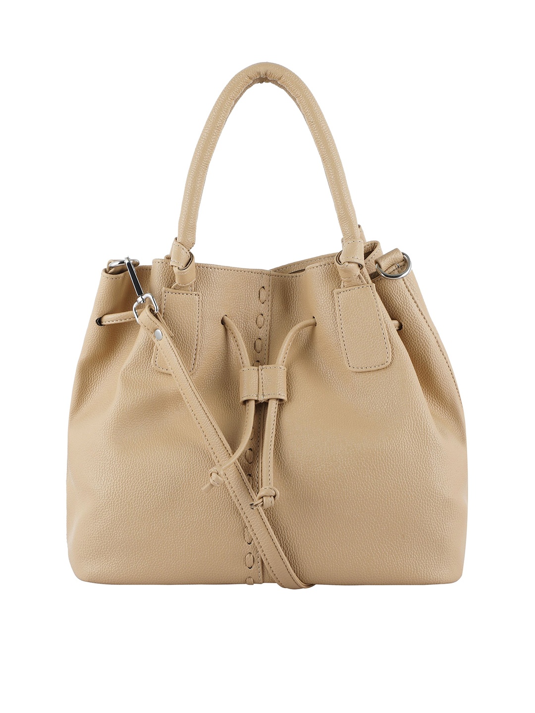 

Toteteca Peach-Coloured Textured PU Structured Handheld Bag with Tasselled