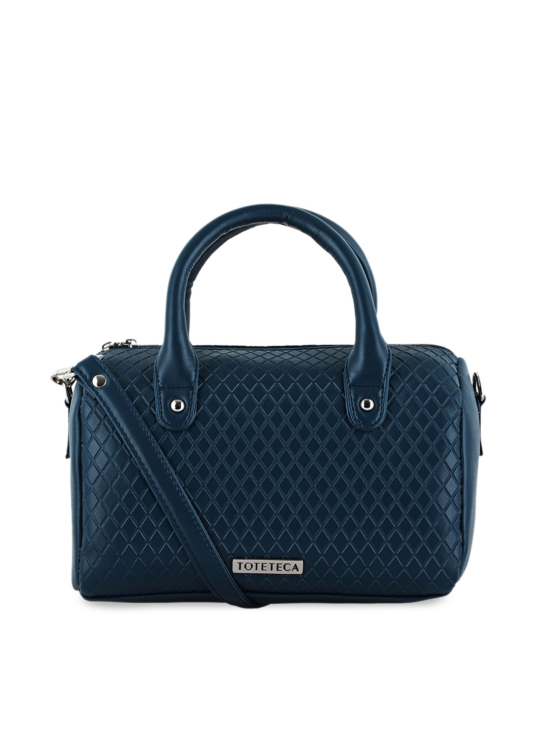 

Toteteca Blue Textured PU Structured Handheld Bag with Quilted