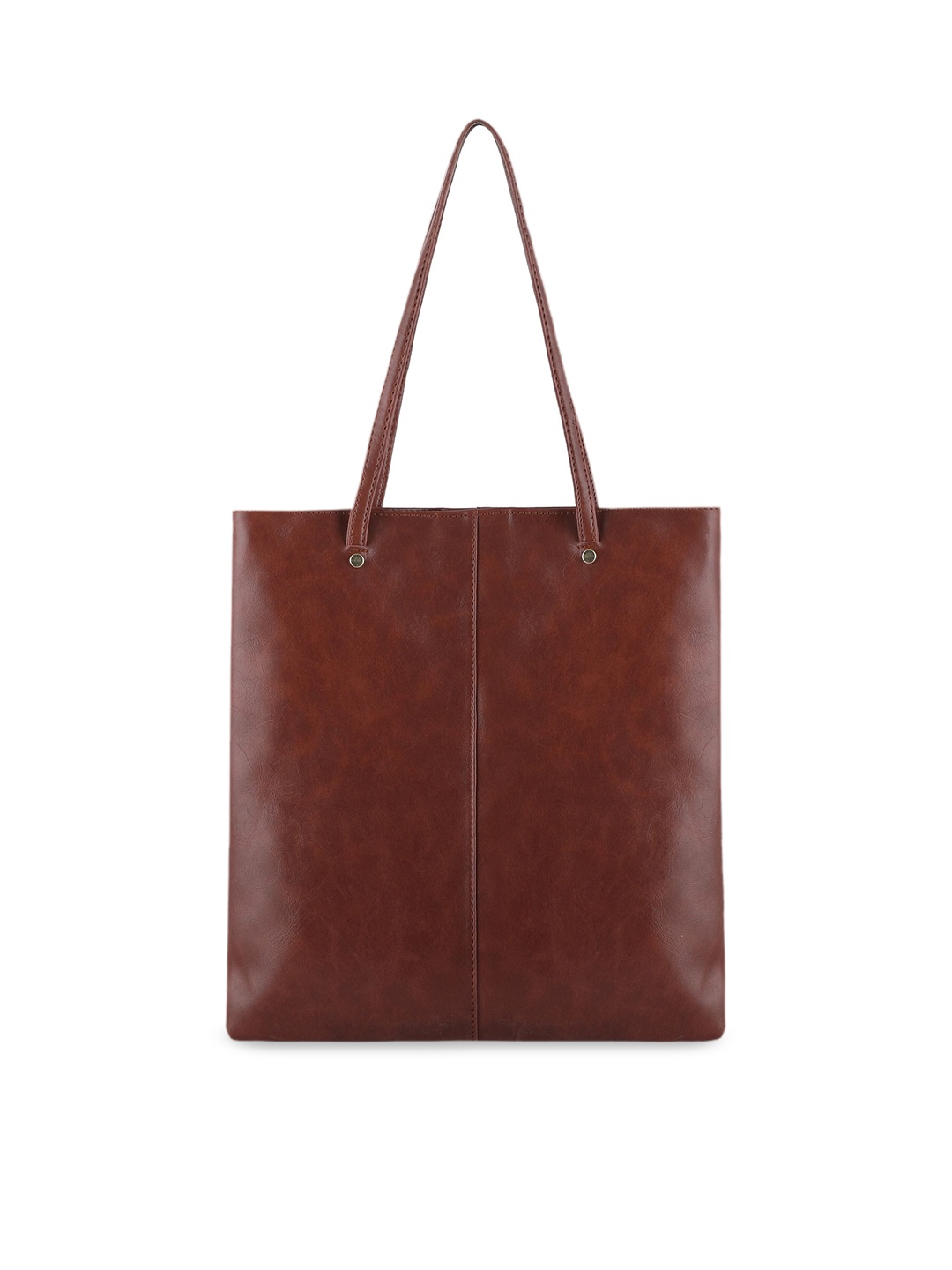 

Toteteca Brown PU Oversized Structured Shoulder Bag with Tasselled