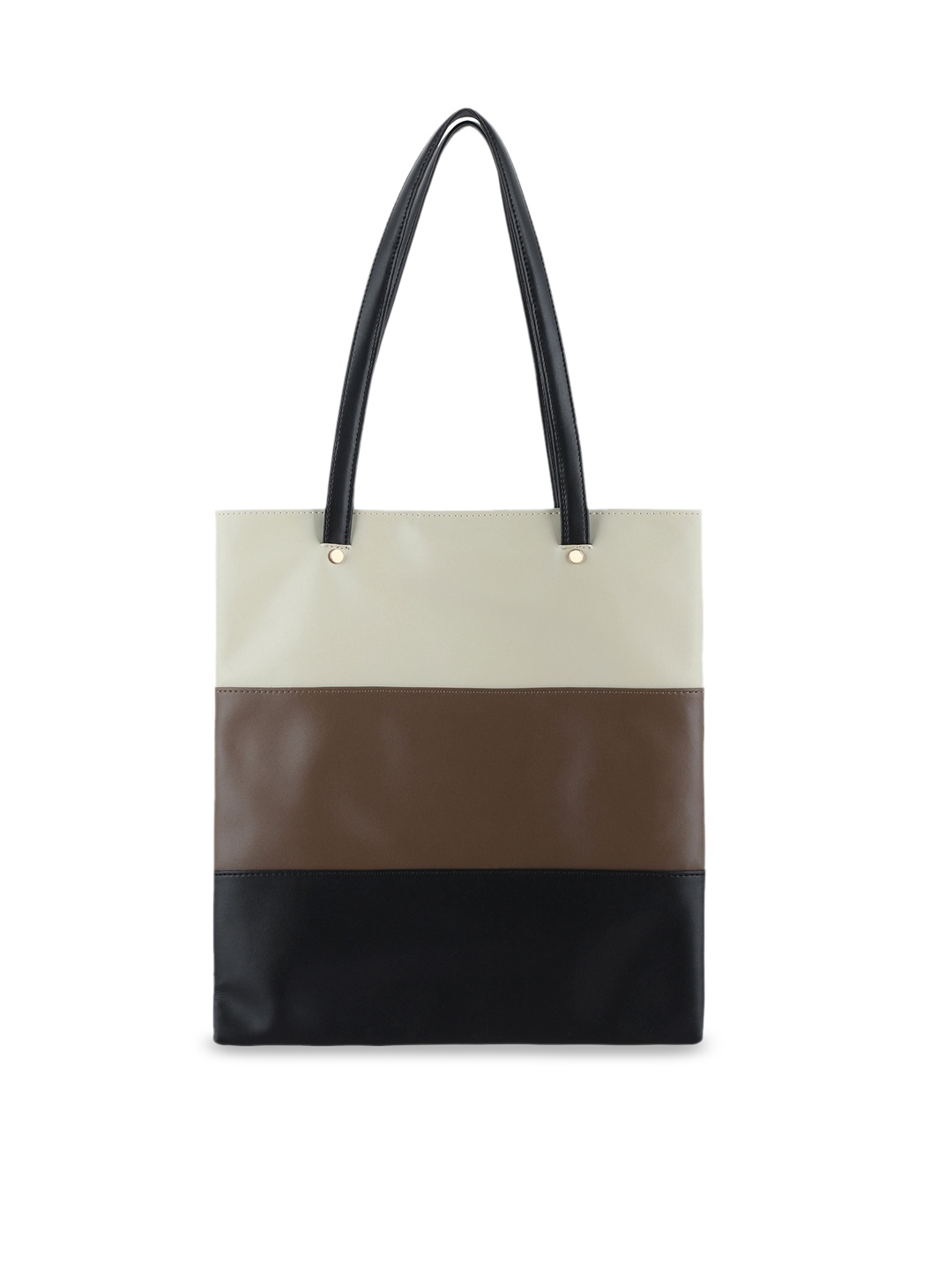 

Toteteca Black Colourblocked PU Shopper Tote Bag