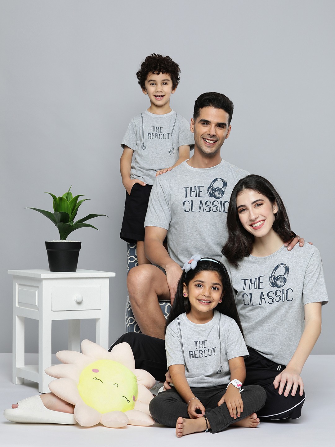 

HERE&NOW Women Grey & Navy Blue Typography Printed T-shirt