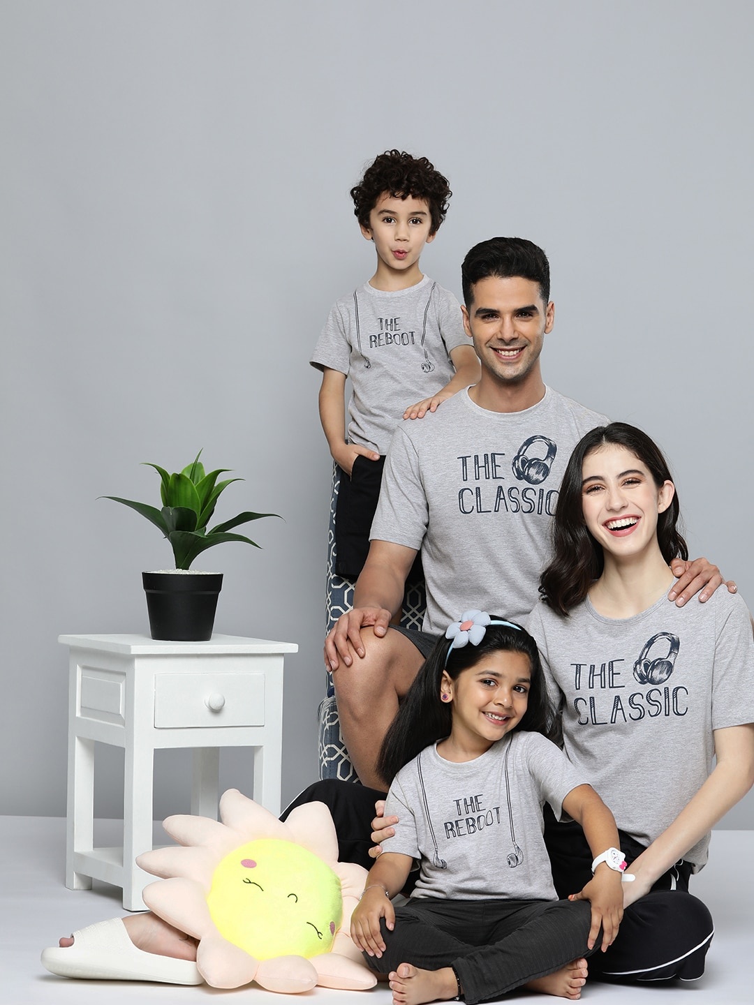

HERE&NOW Kids Grey Melange Printed T-shirt