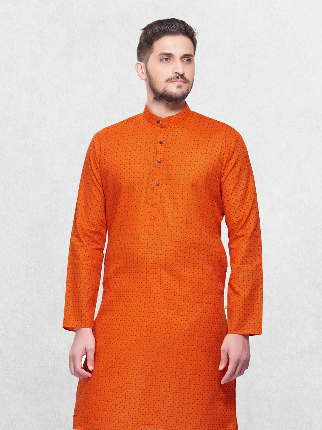 

SHIWAM ETHNIX Men Orange Printed Kurta