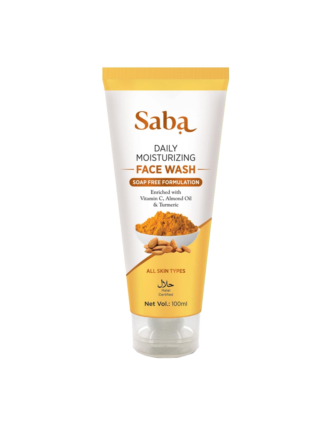 

Saba Daily Moisturizing Vegan Face Wash with Turmeric & Almond Oil - 100ml, Yellow