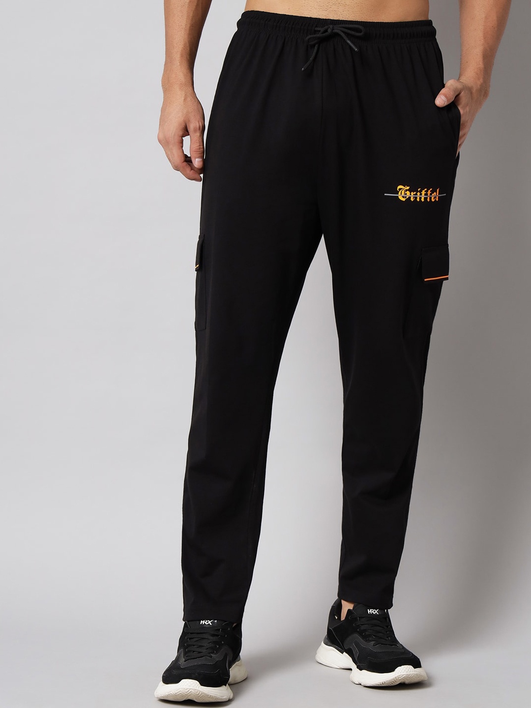 

GRIFFEL Men Black Solid Cotton Track Pants