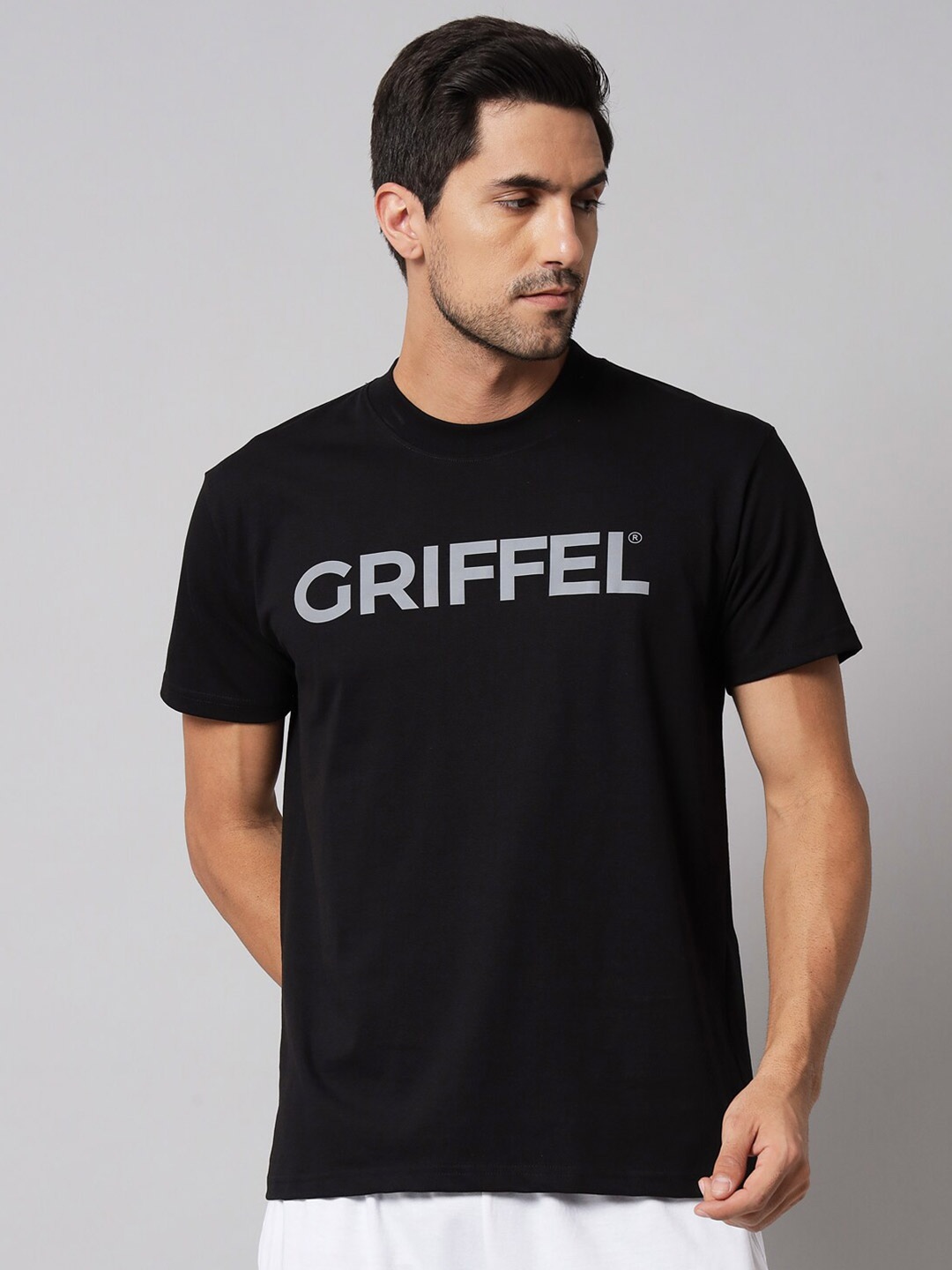 

GRIFFEL Men Black Typography Printed T-shirt