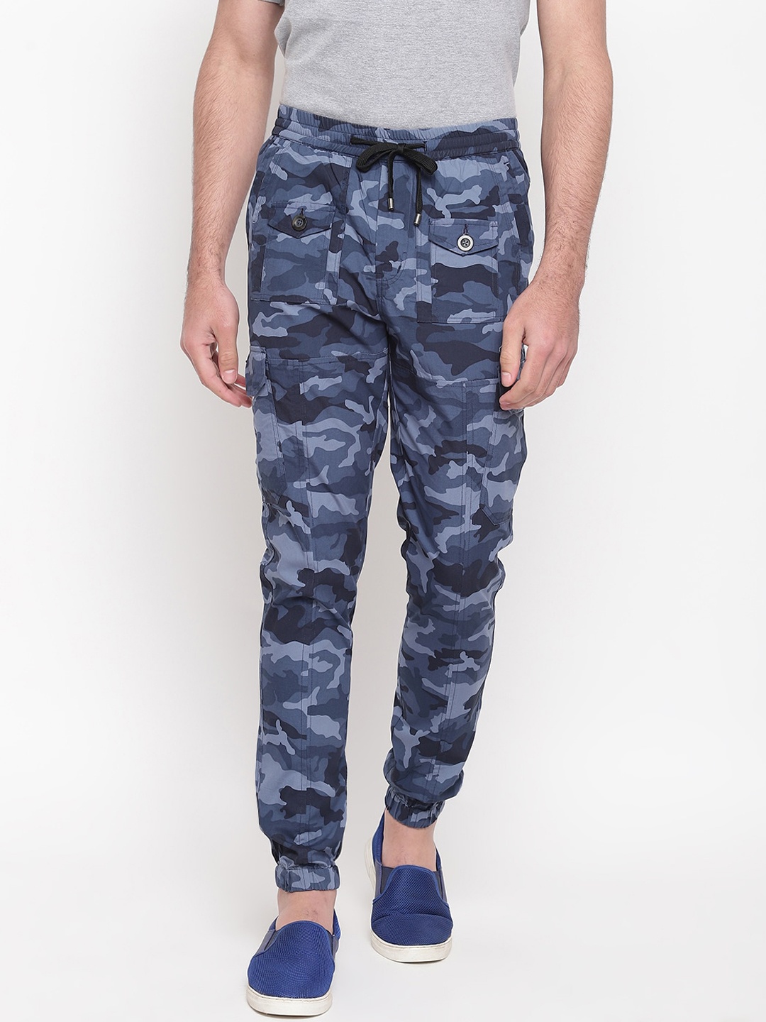 

SAPPER Men Blue Slim Fit Camouflage Cotton Joggers