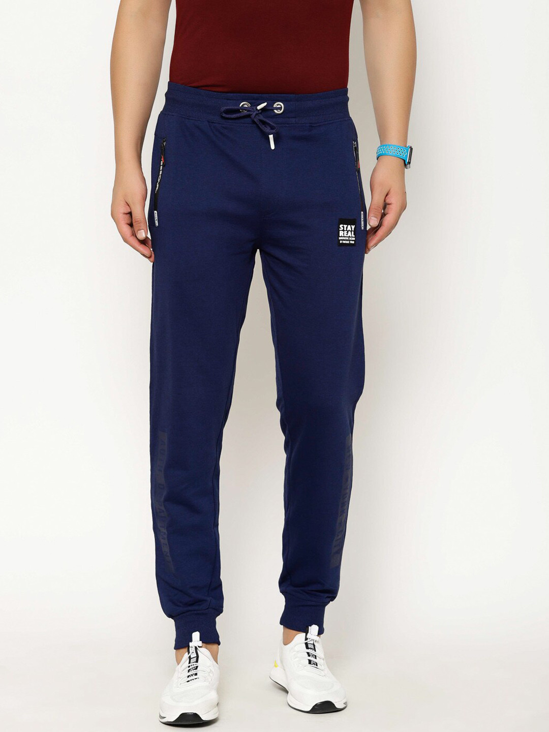 

SAPPER Men Blue Solid Cotton Slim-Fit Jogger