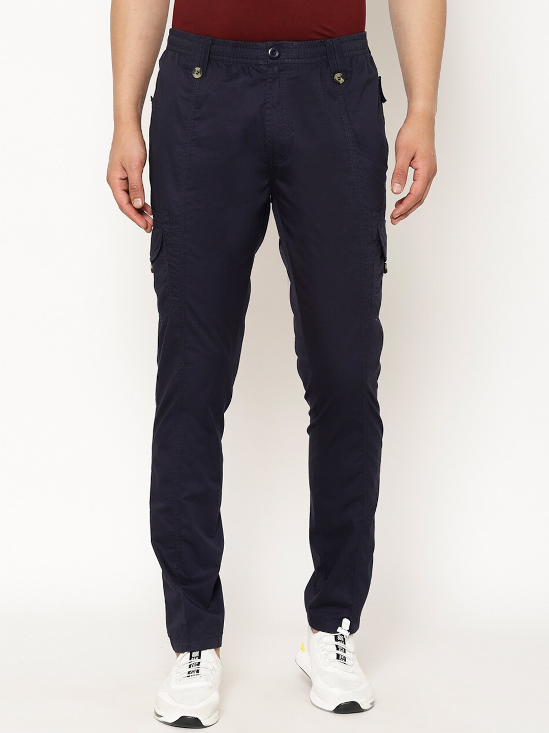 

SAPPER Men Navy Blue Slim Fit Cotton Cargos Trousers