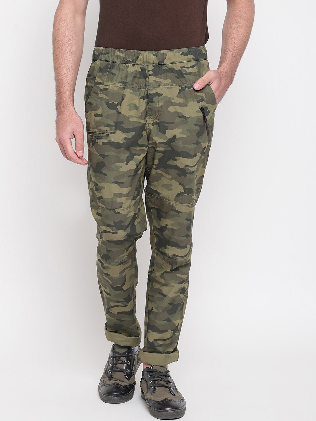 

SAPPER Men Green Camouflage Cotton Slim Fit Track Pants