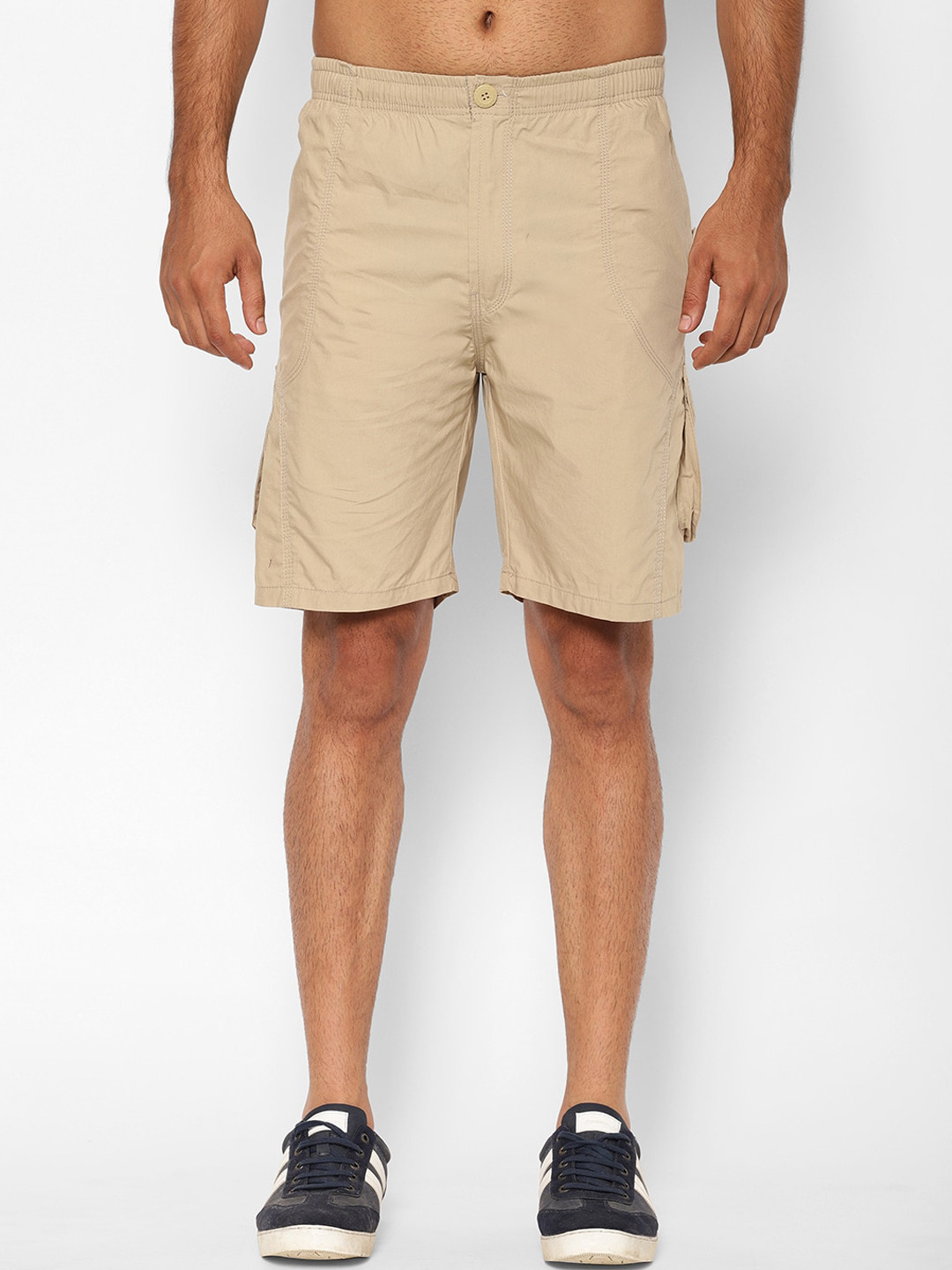 

SAPPER Men Beige Solid Cotton Shorts