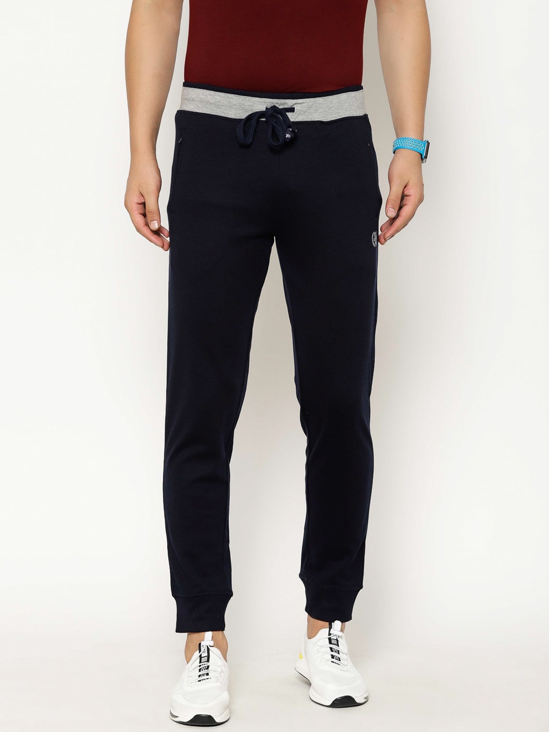 

SAPPER Men Navy Blue Solid Cotton Slim-Fit Jogger