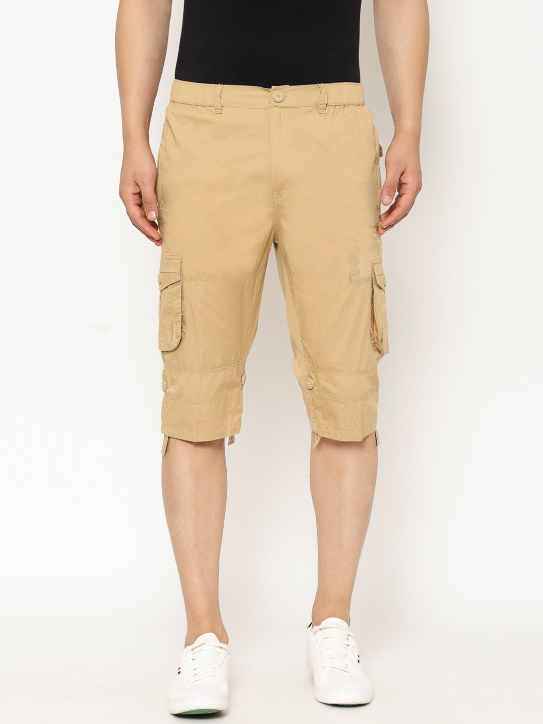 

SAPPER Men Mustard Slim Fit Cargo Shorts