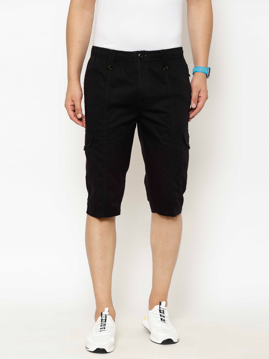 

SAPPER Men Black Cotton Cargo Shorts