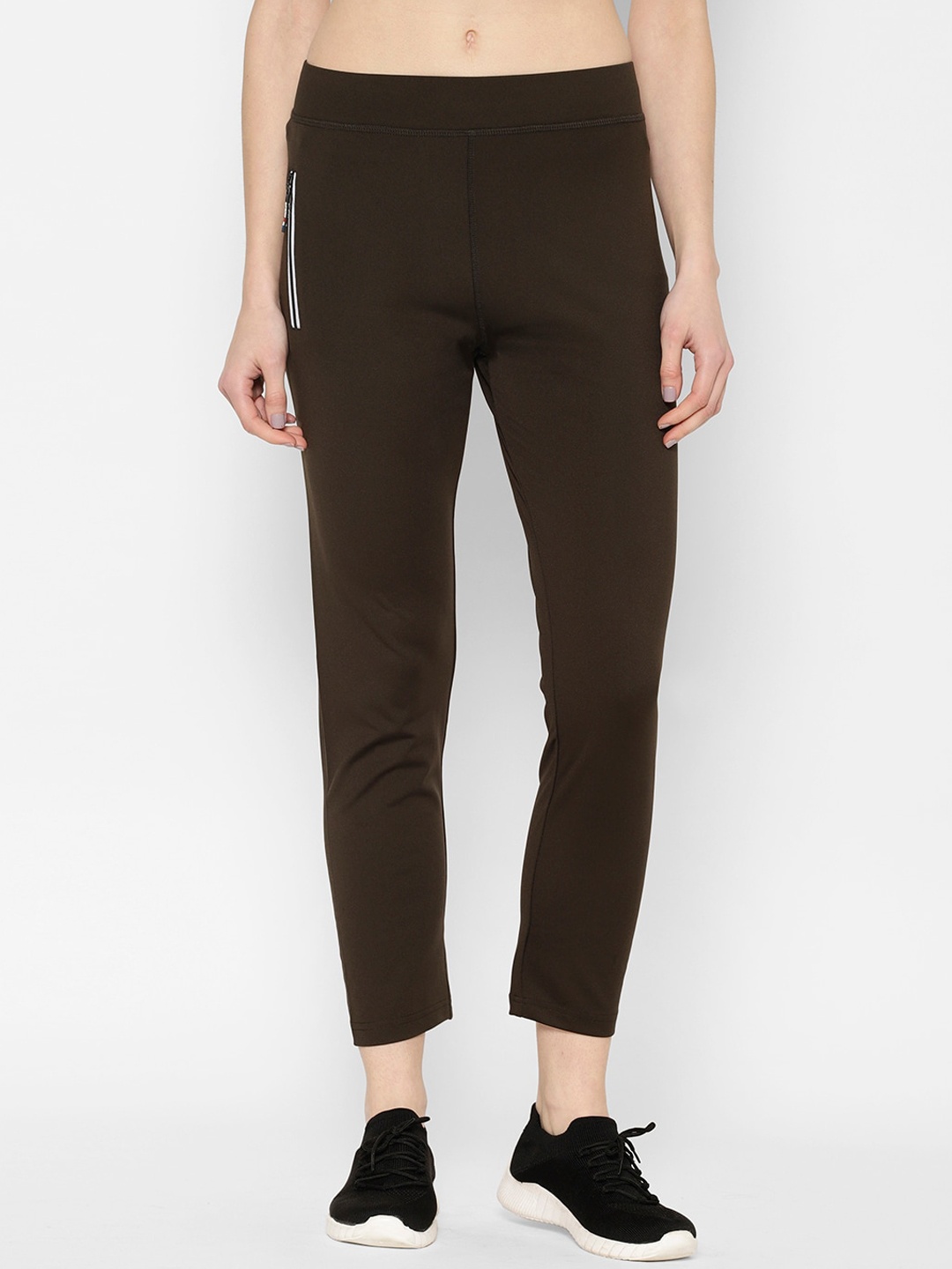 

SAPPER Women Olive Grey Solid Slim-Fit Track Pants