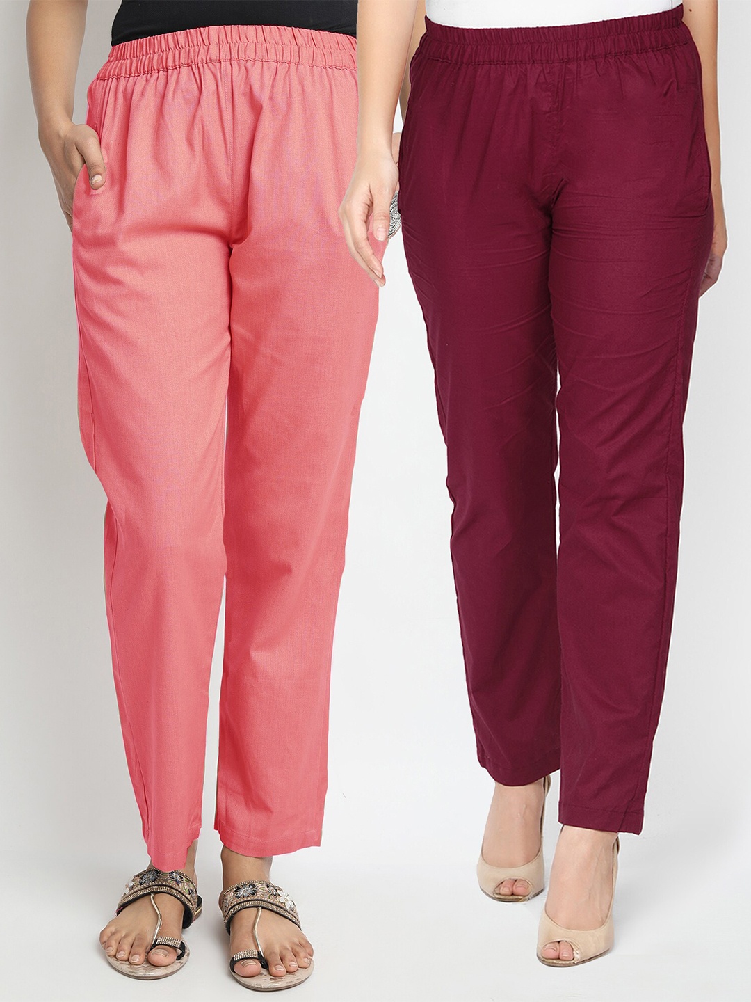 

Molcha Women Peach-Coloured & Maroon 2 Palazzos