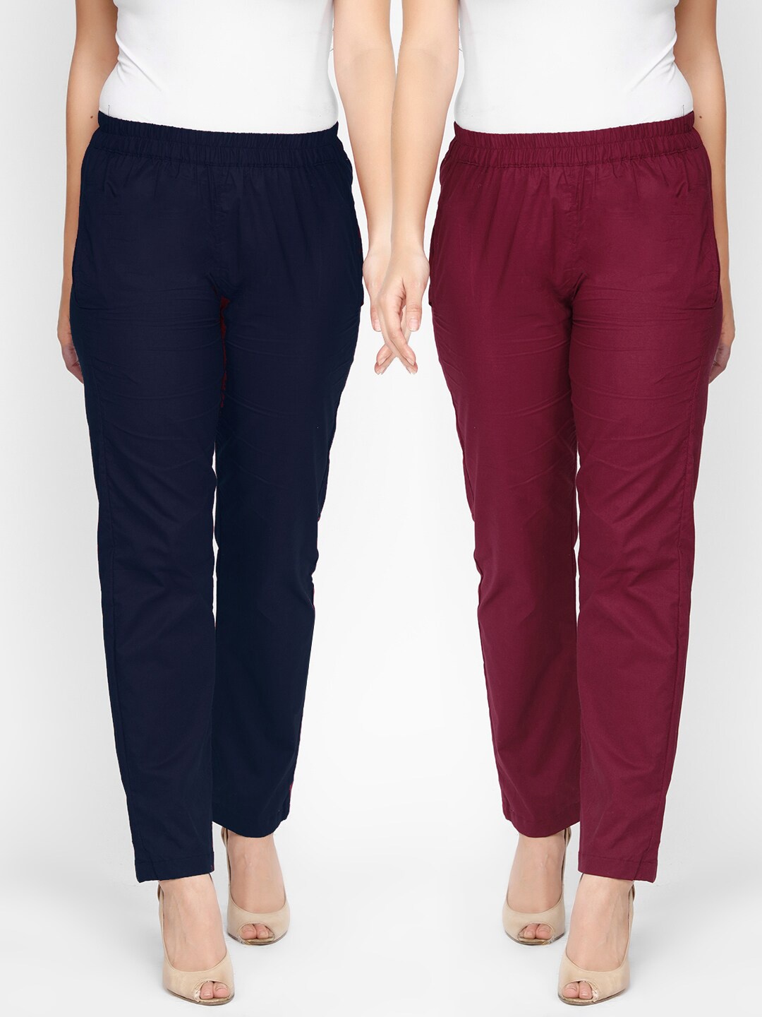 

Molcha Women Navy Blue & Maroon 2 Palazzos