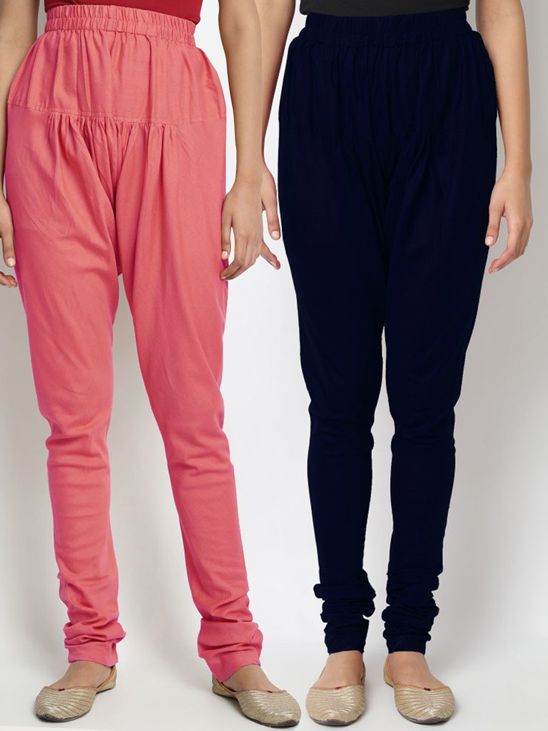 

Molcha Women Pack Of 2 Solid Cotton Churidar, Peach