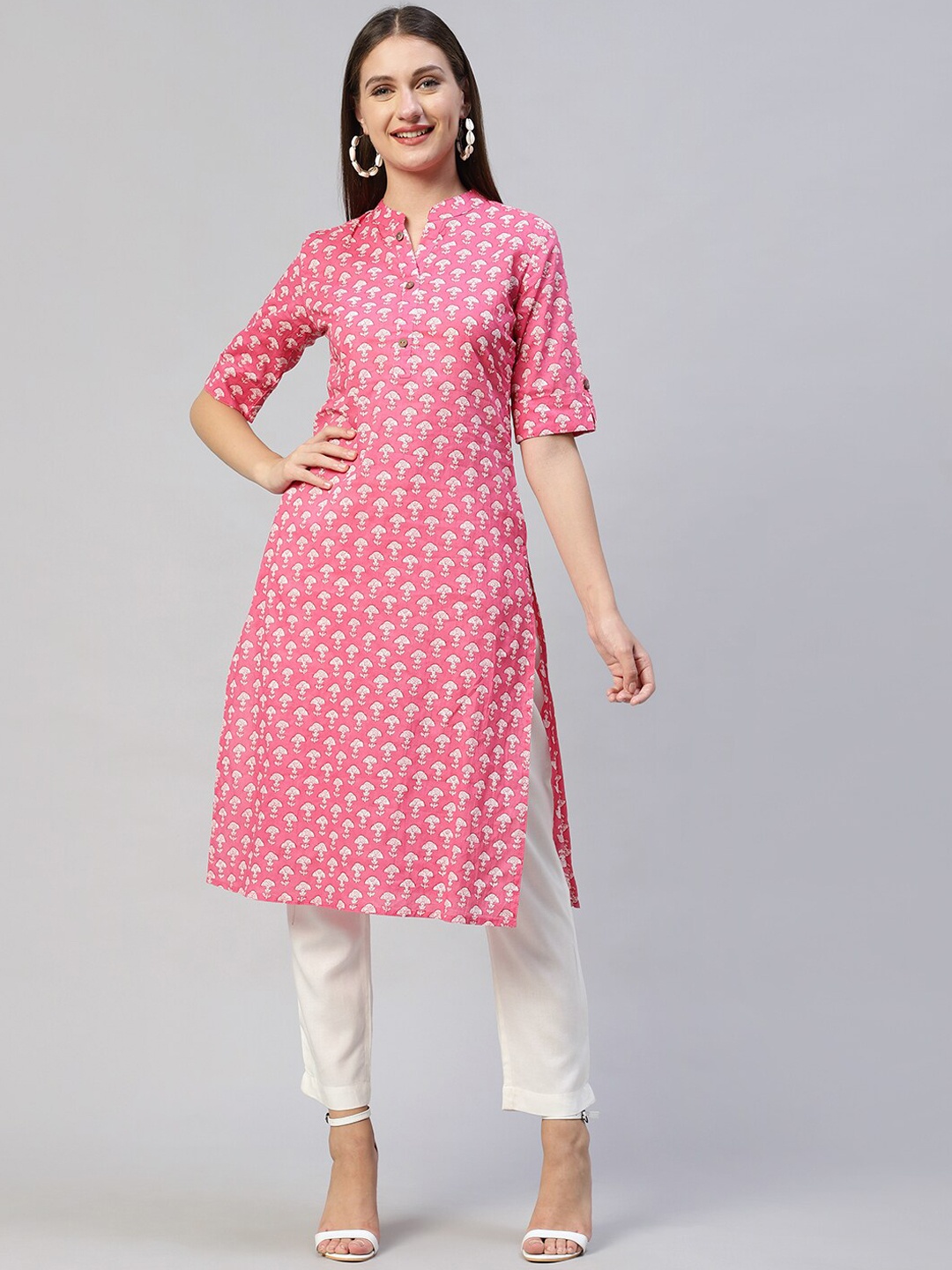 

FASHOR Women Pink Ethnic Motifs Printed Kurta