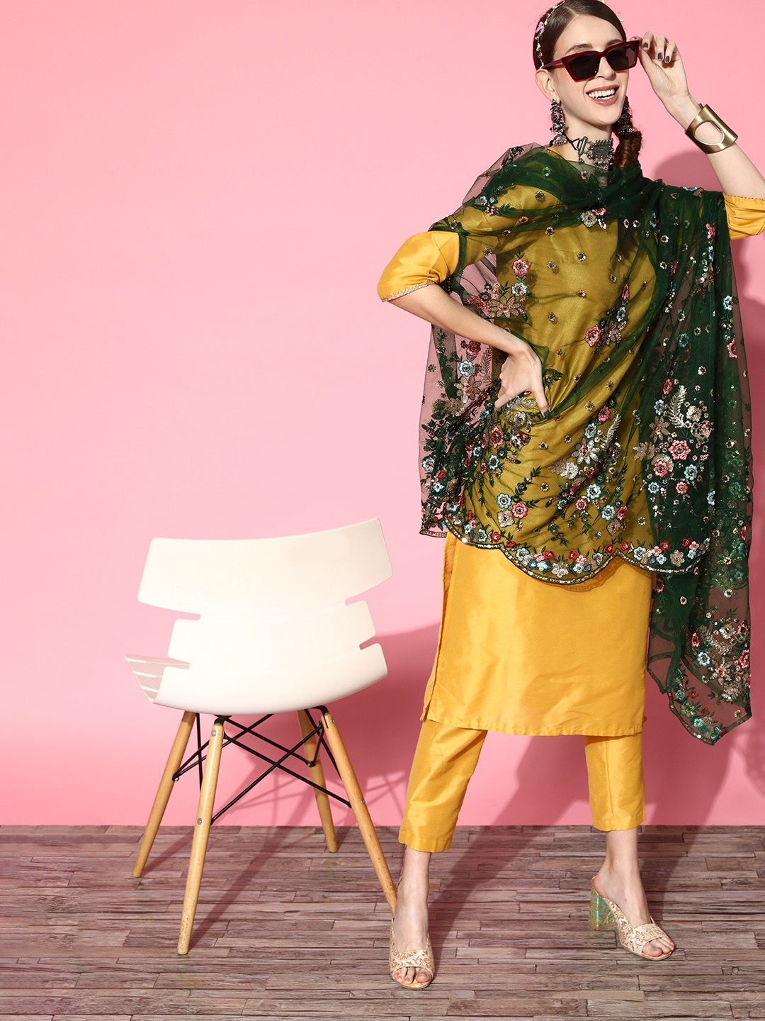 

InWeave Women Gorgeous Green Dupatta