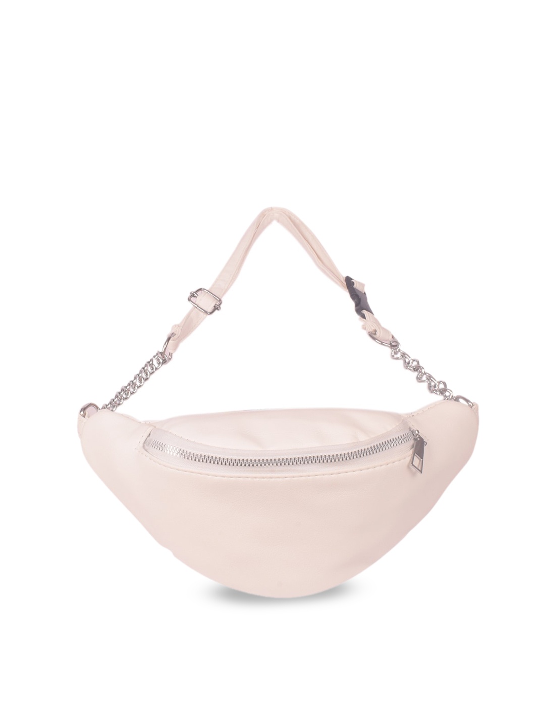 

Bagkok White Solid PU Waist Pouch