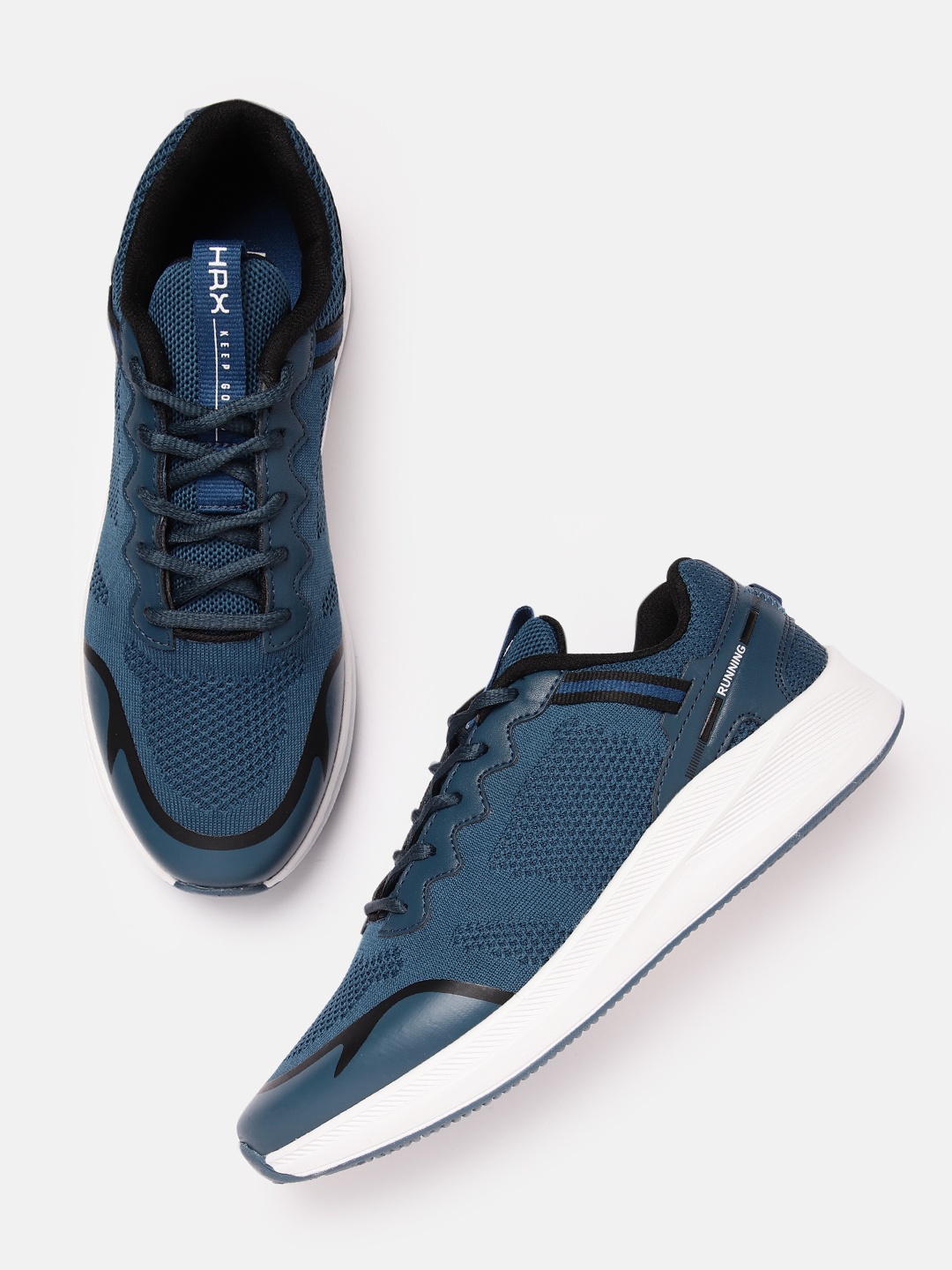 

HRX by Hrithik Roshan Men Woven Design Running Shoes, Teal