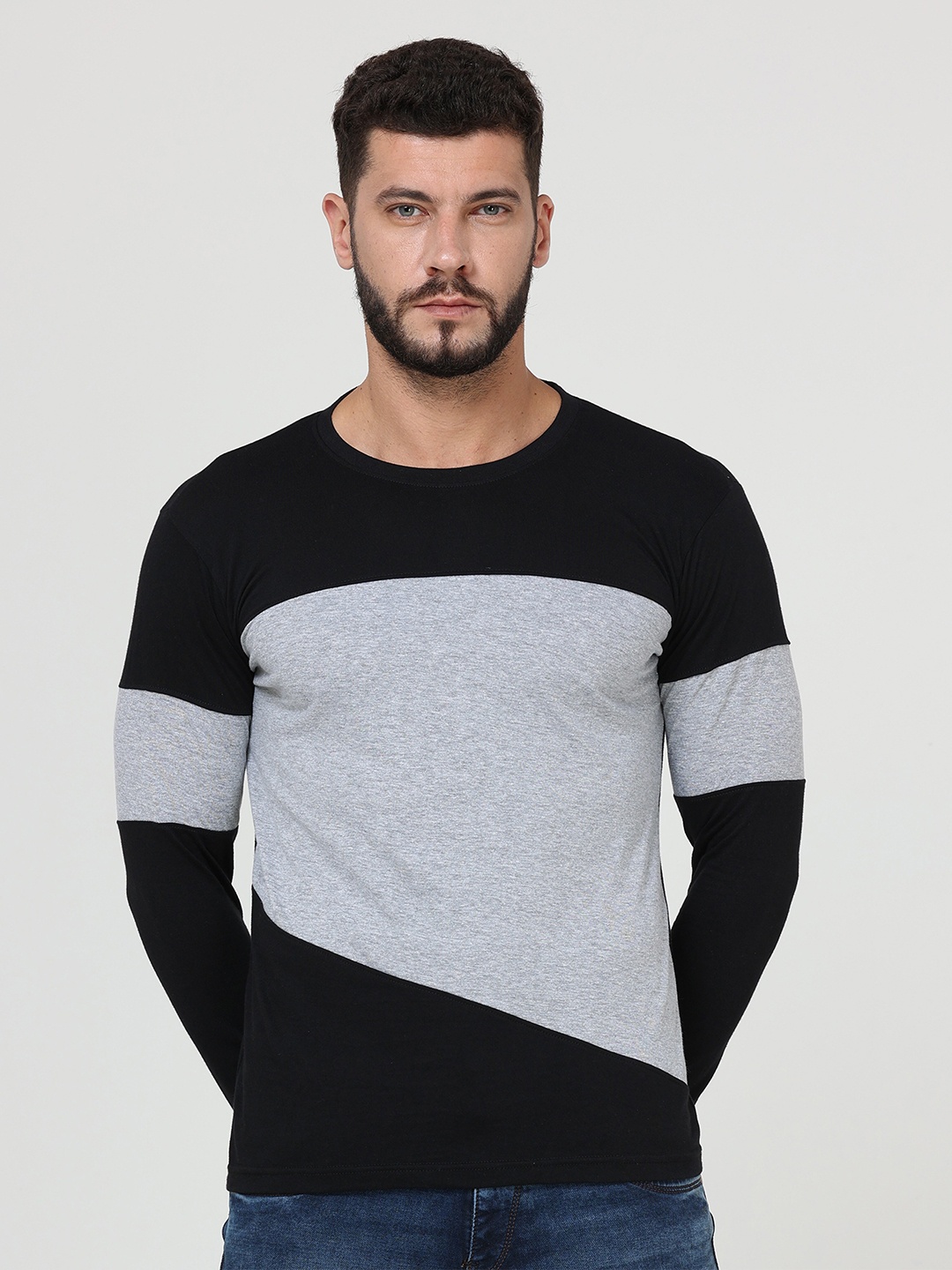 

Fleximaa Men Multicoloured Cotton Colourblocked T-shirt, Multi