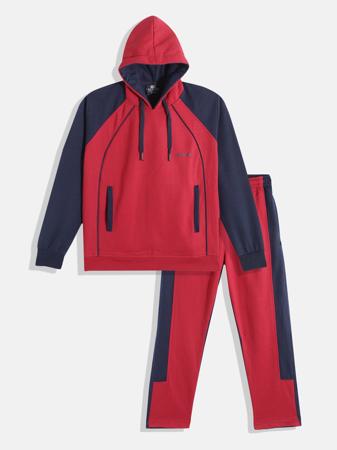 

Nick and Jones Boys Solid Hooded Tracksuit, Red