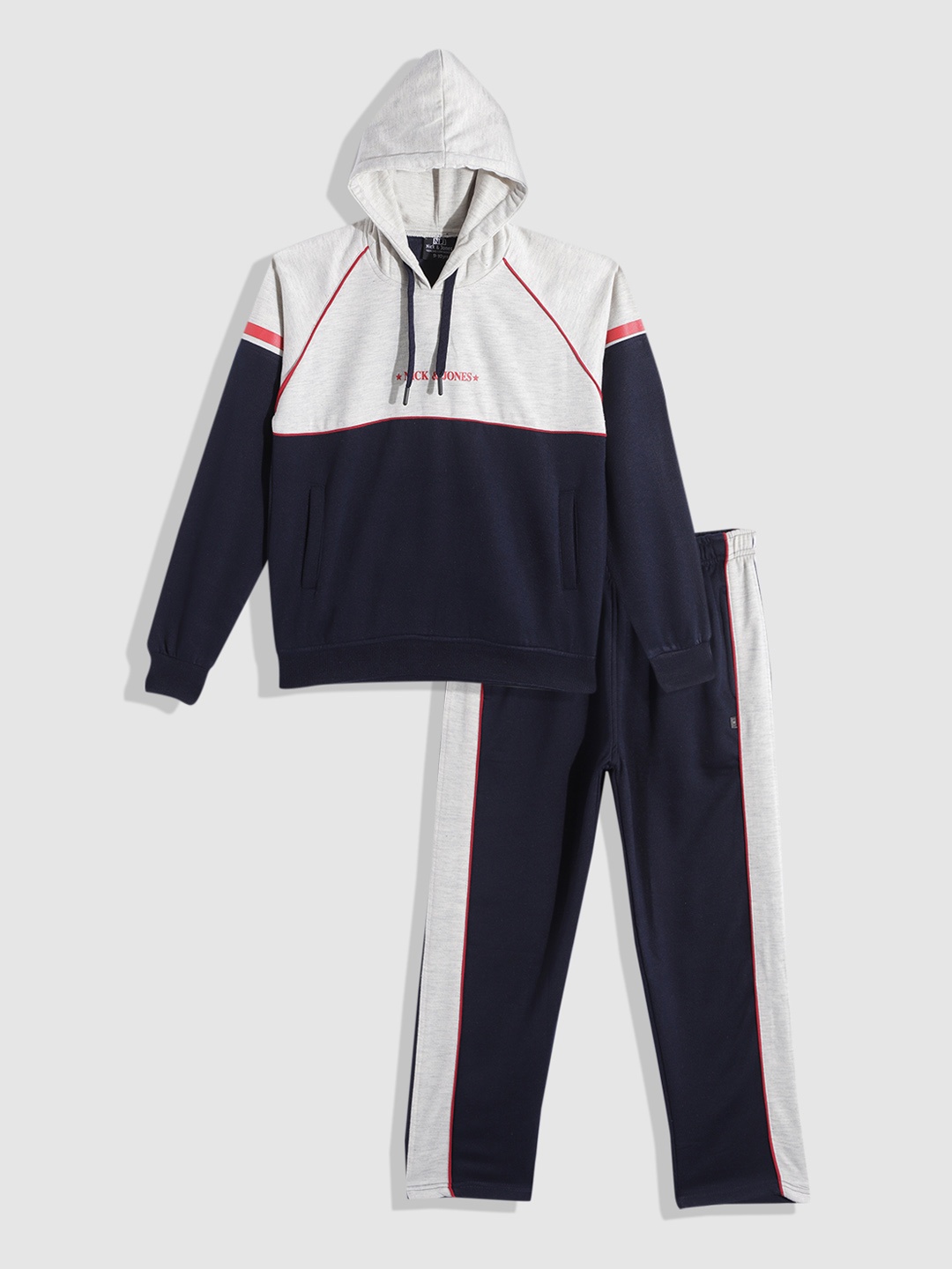 

Nick and Jones Boys Colourblocked Hooded Tracksuit, Navy blue