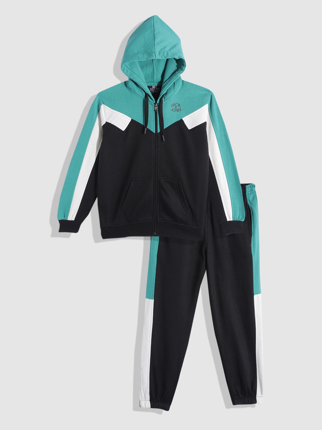 

Nick and Jones Boys Colourblocked Hooded Tracksuit, Black